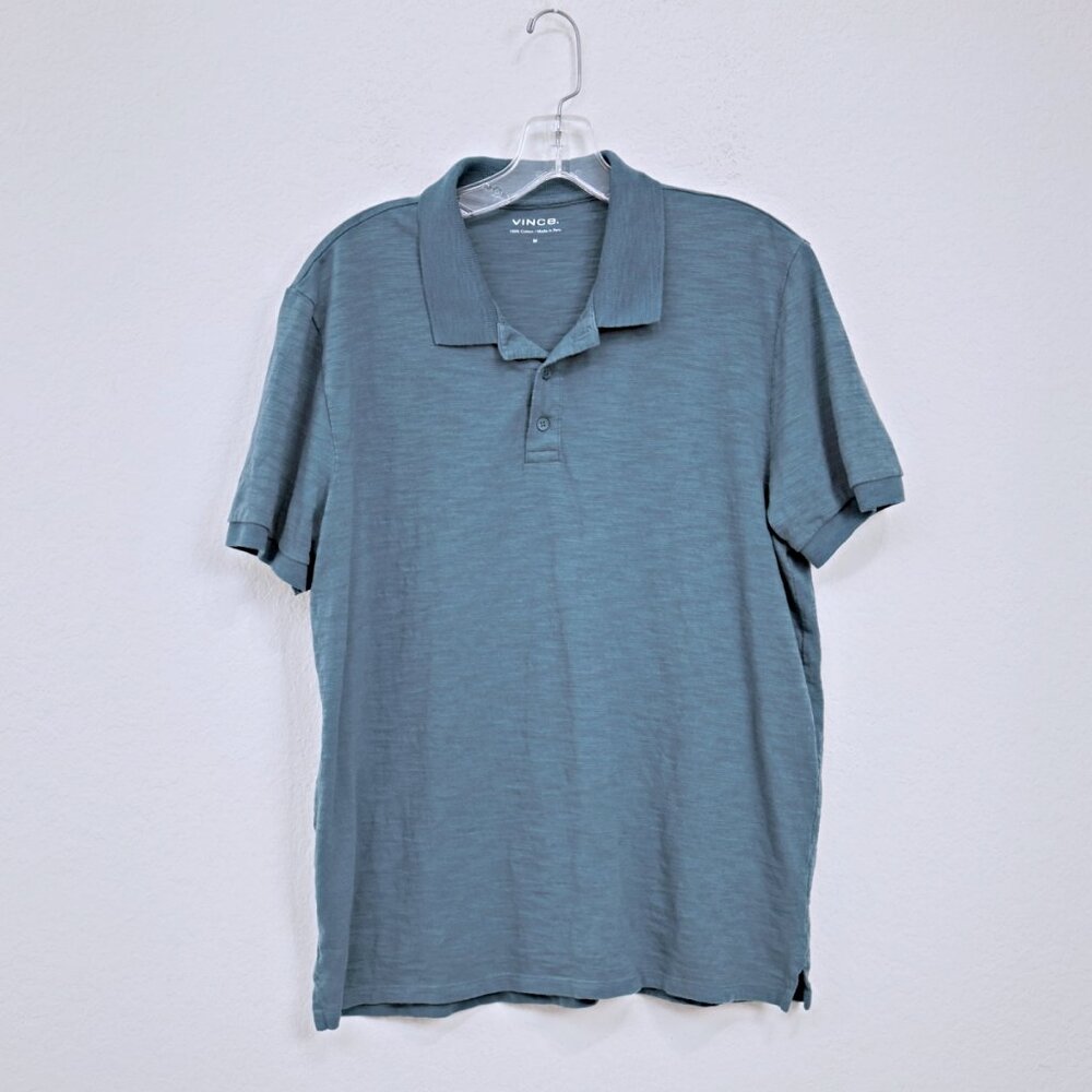 Vince Short Sleeve Polo Shirt Quiet Luxury Minimalist Contemporary Teal Men M